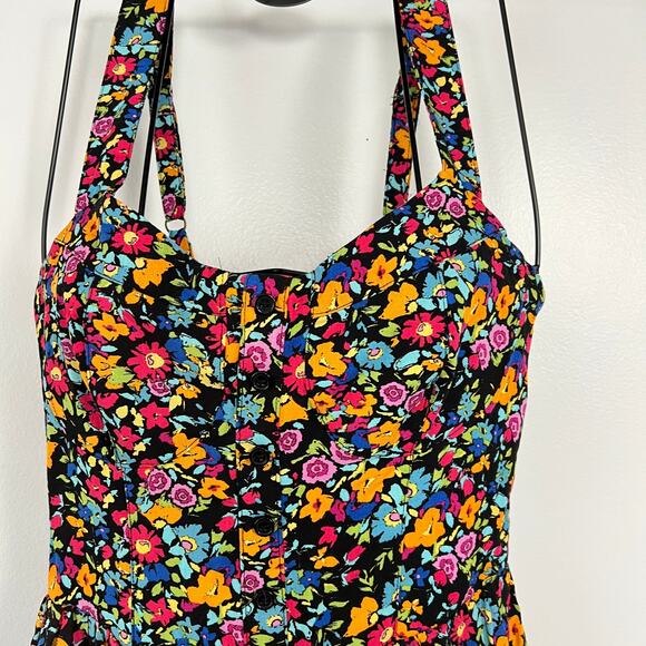 Wild Fable Women's Black Floral Sleeveless Button-Front Romper - Size XS - NWT - Picture 3 of 9